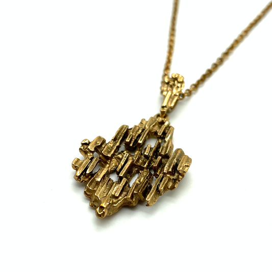 Vintage Brutalist Bronze Pendant Necklace