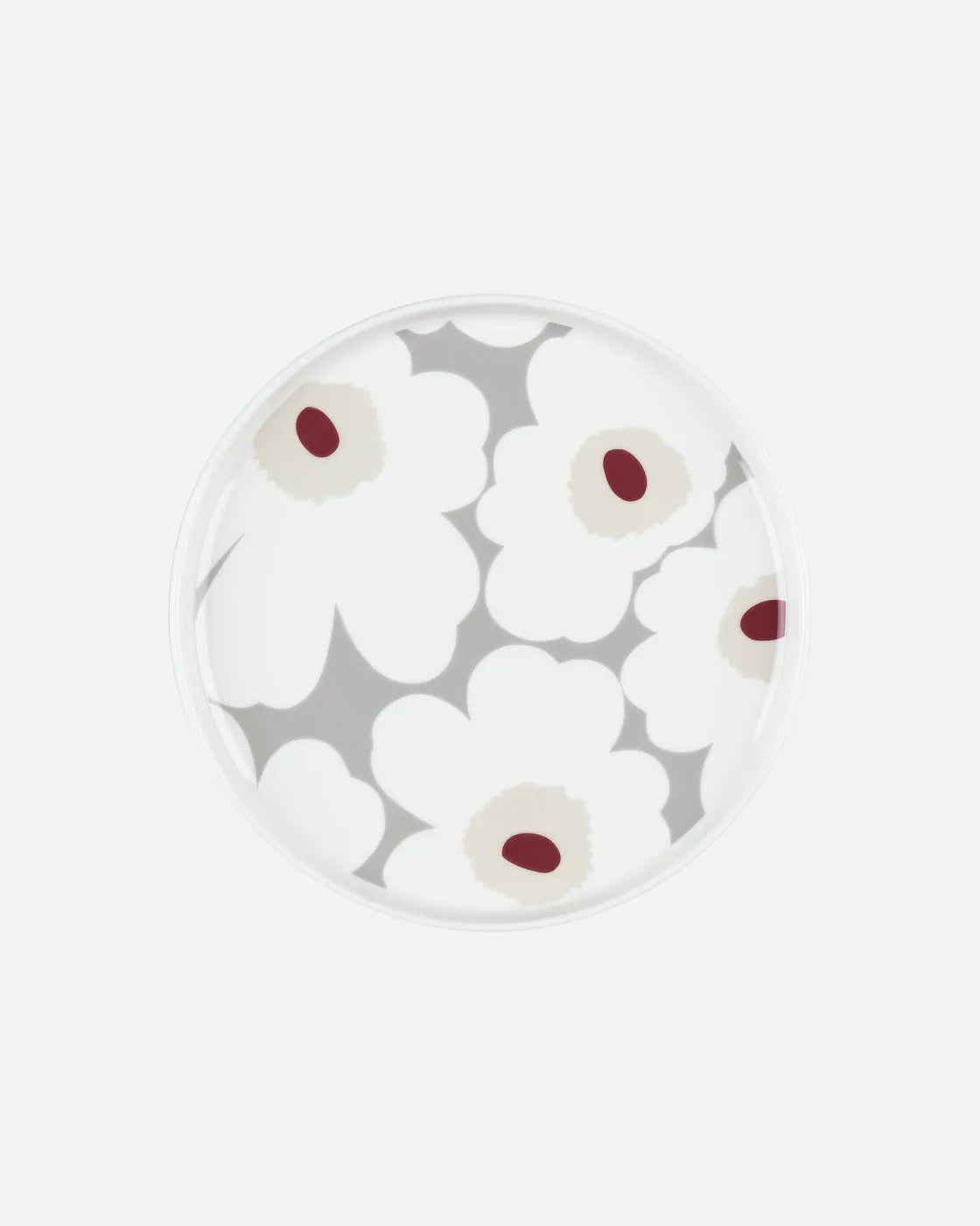 Unikko Salad Plate (Grey, White, Dark Red)
