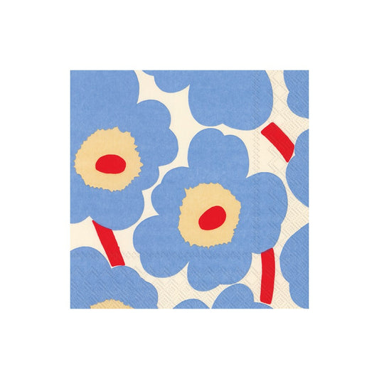 Unikko Cream Blue Cocktail Napkins