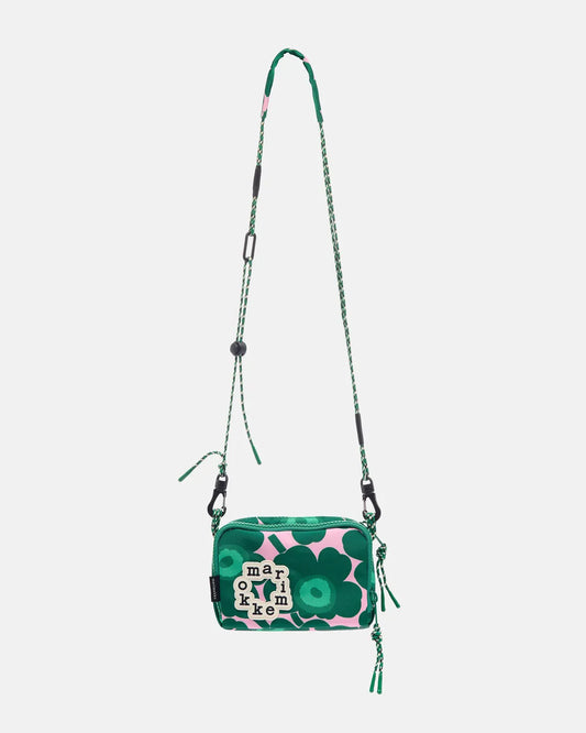 Iloisa Mini Unikko Shoulder Bag. Dark Green, Pink