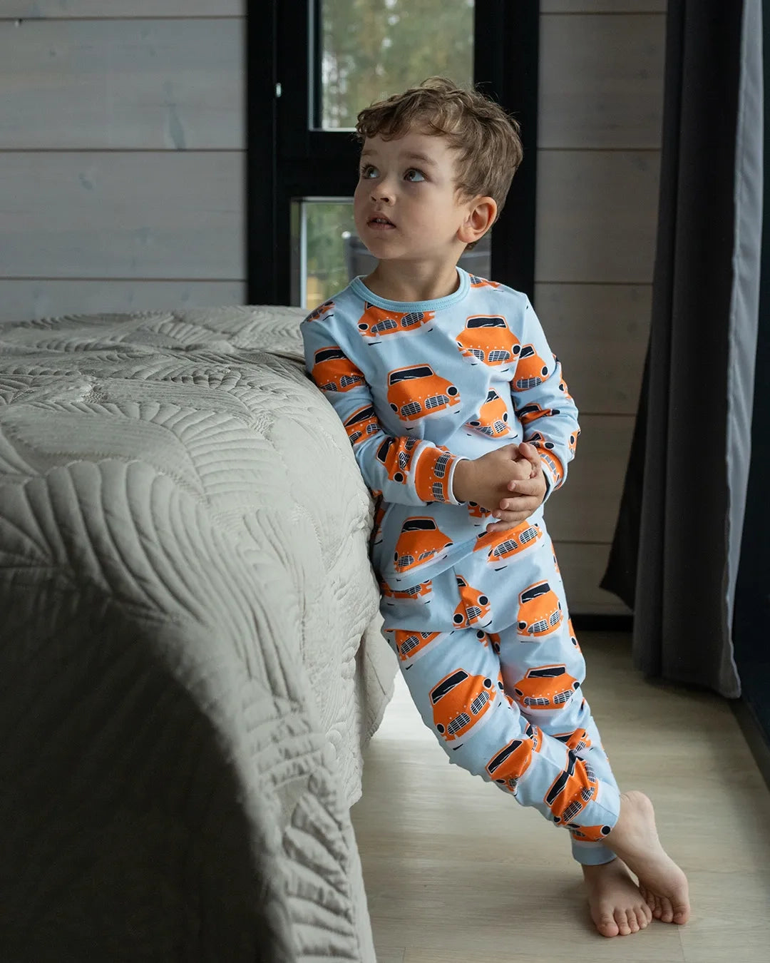 RUSKO pyjamas, Vintage cars, light blue and orange