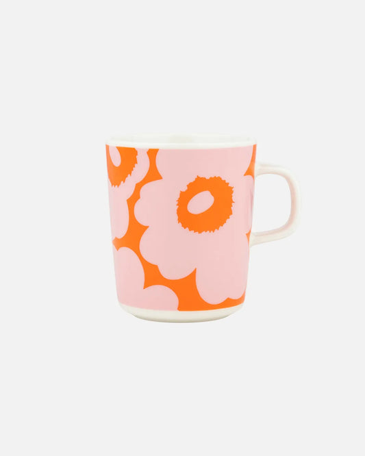 Unikko Mug | white, pink, orange, 2.5dl