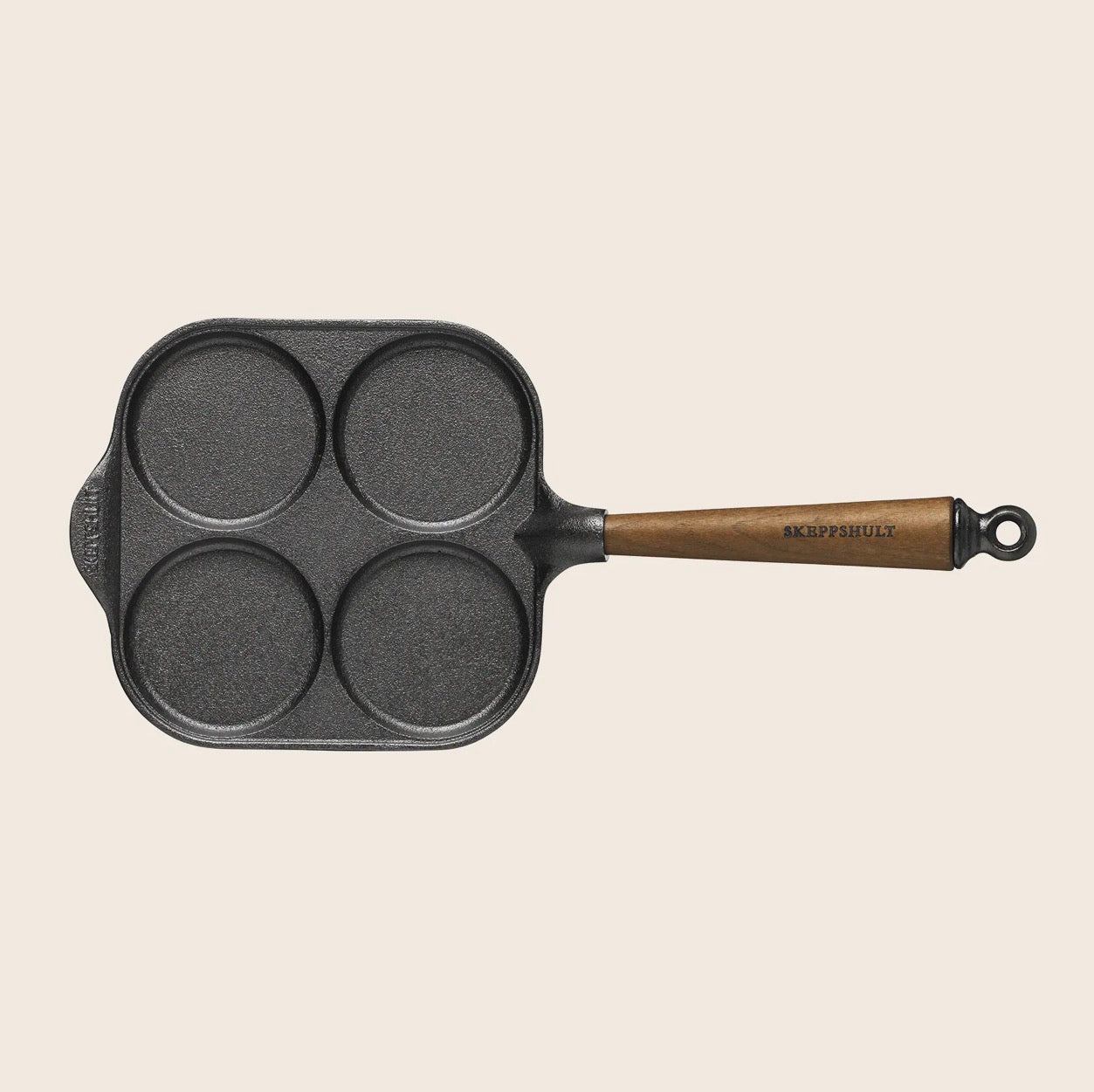 Skeppshult 8” x 8” Cast Iron Egg Pan With Walnut Handle