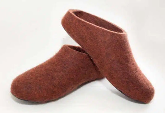 Felt Slipper Clog Style - Dark Orange