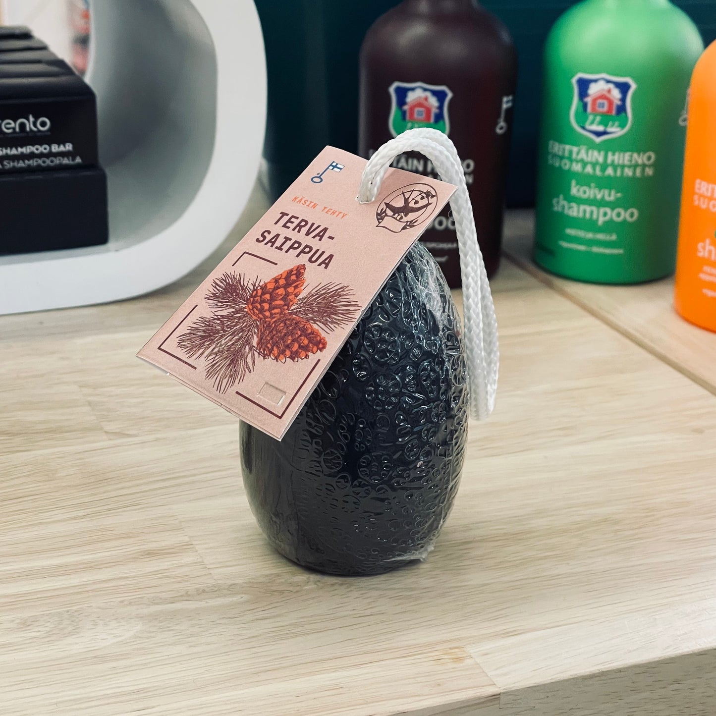 Finnish Tar Soap on a Rope – Made with Genuine Pine Tar