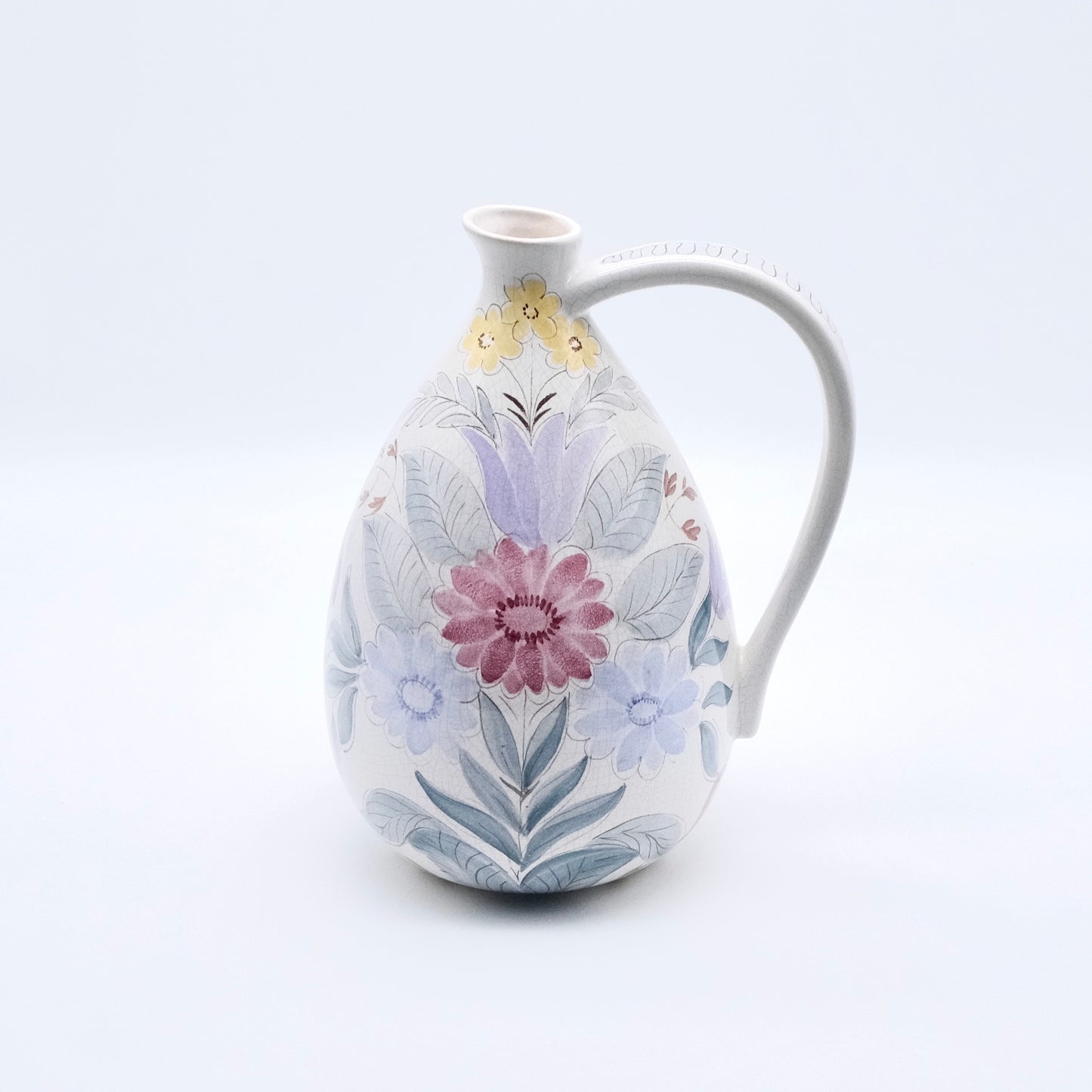 Vintage Arabia Jug/Vase by Hilkka-Liisa Ahola — Hand-Painted Florals, Finland (26 cm)