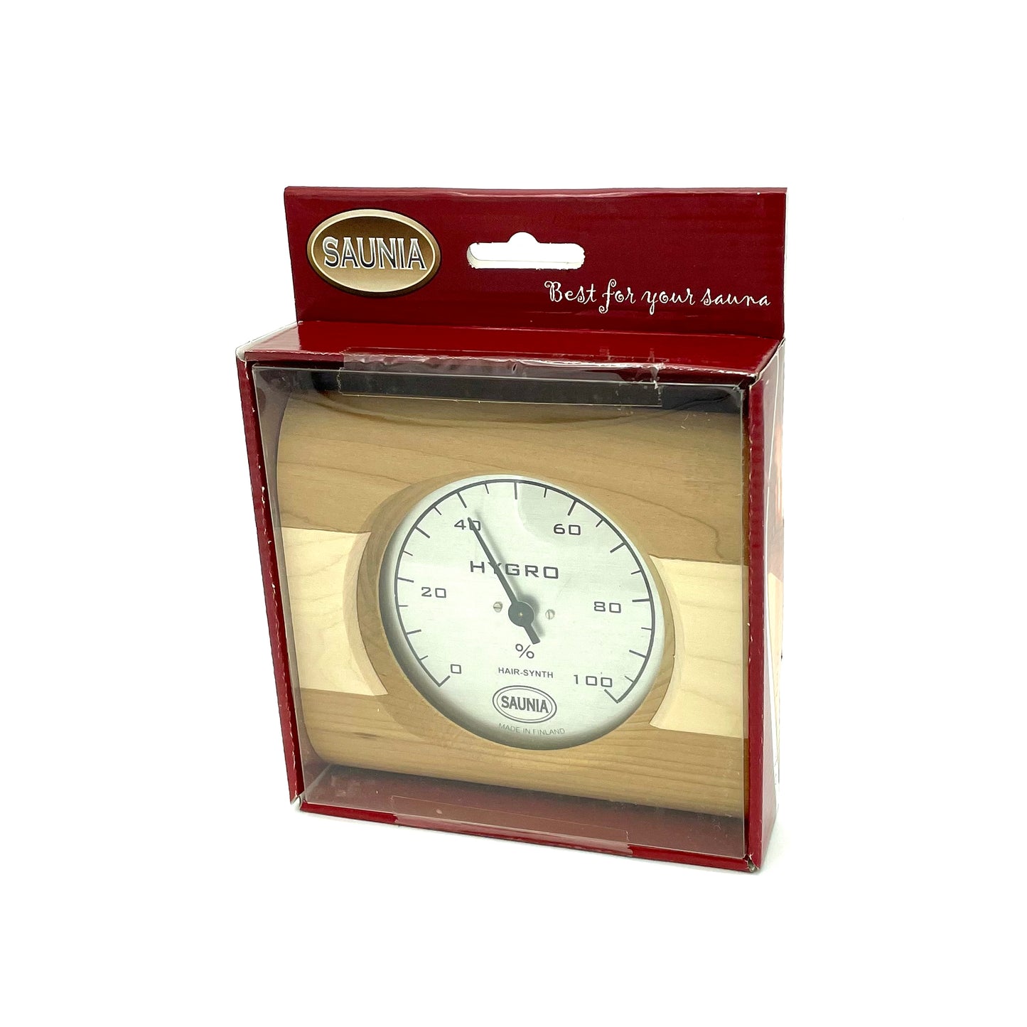 Sauna Hygrometer – Heat-Treated Birch & Birch (Hair-Synth Mechanism)