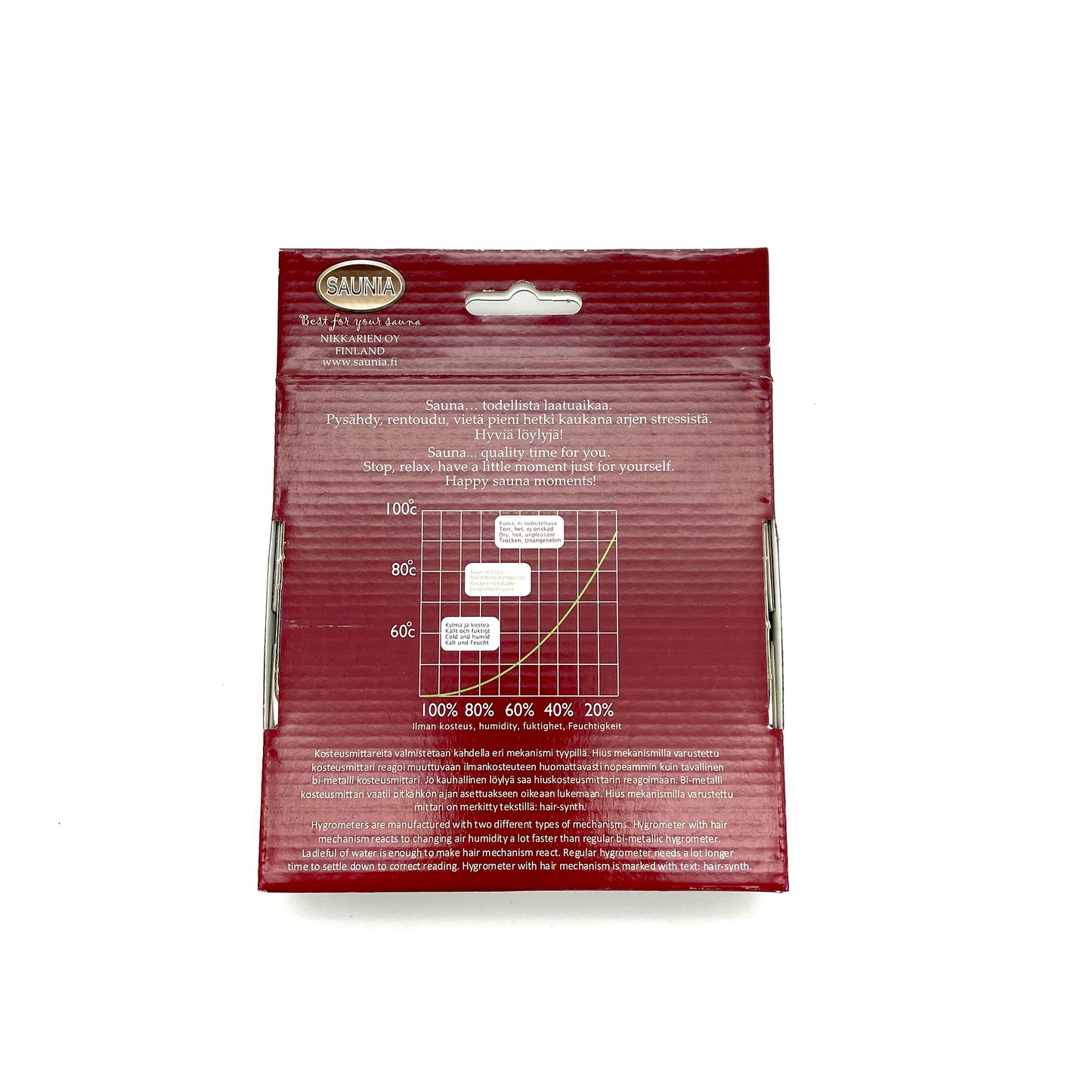 Sauna Hygrometer – Heat-Treated Birch & Birch (Hair-Synth Mechanism)