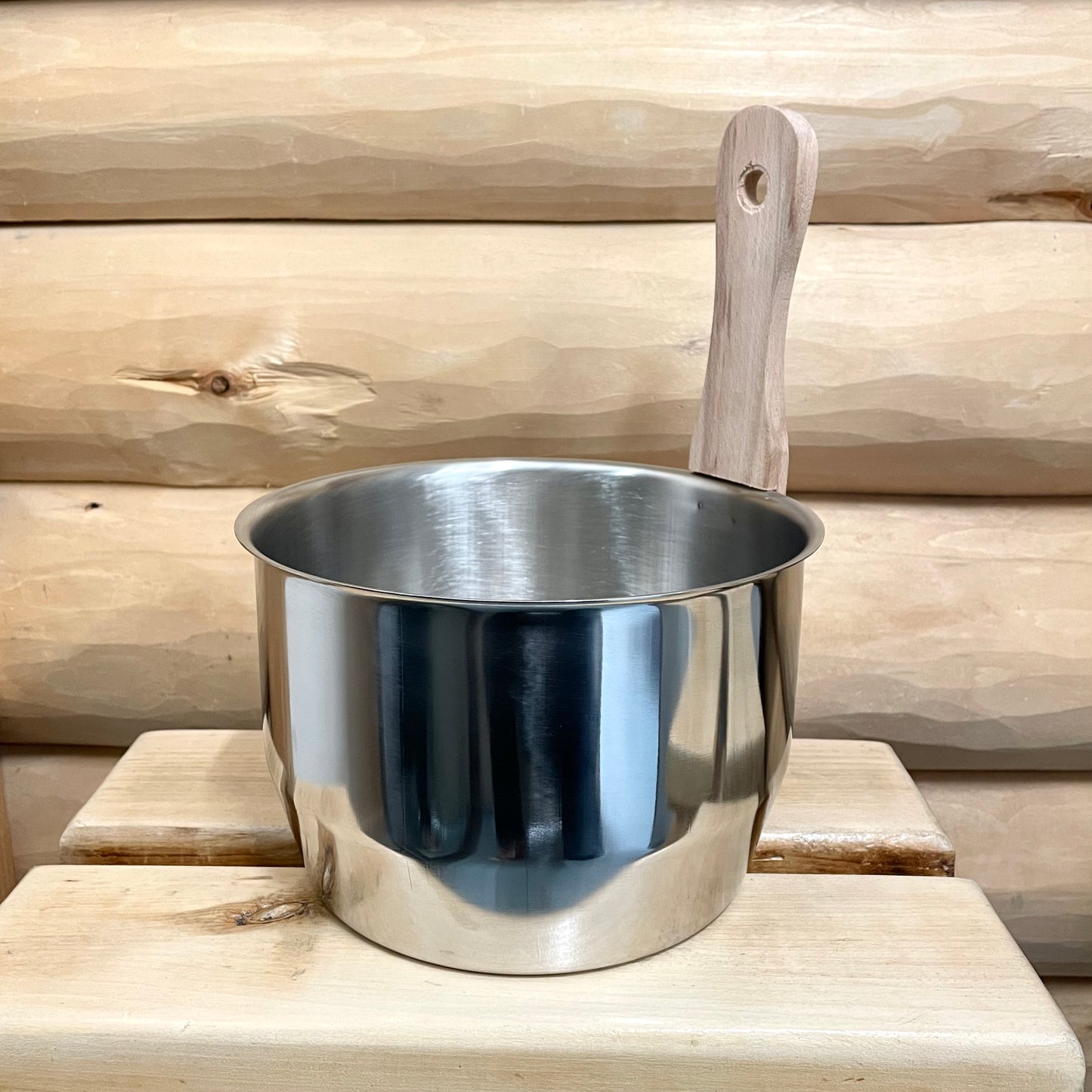 Stainless Steel Sauna Bucket 4.5L with Wooden Handle