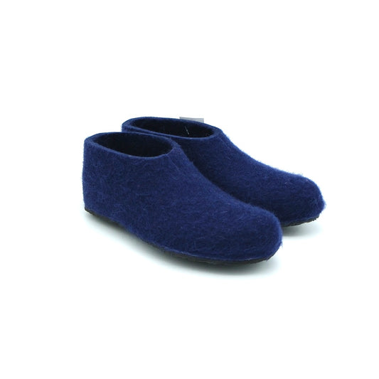 High Back Felt Slippers – Navy Blue