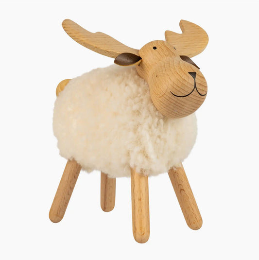 Wooden Reindeer - Wooly Body - Small