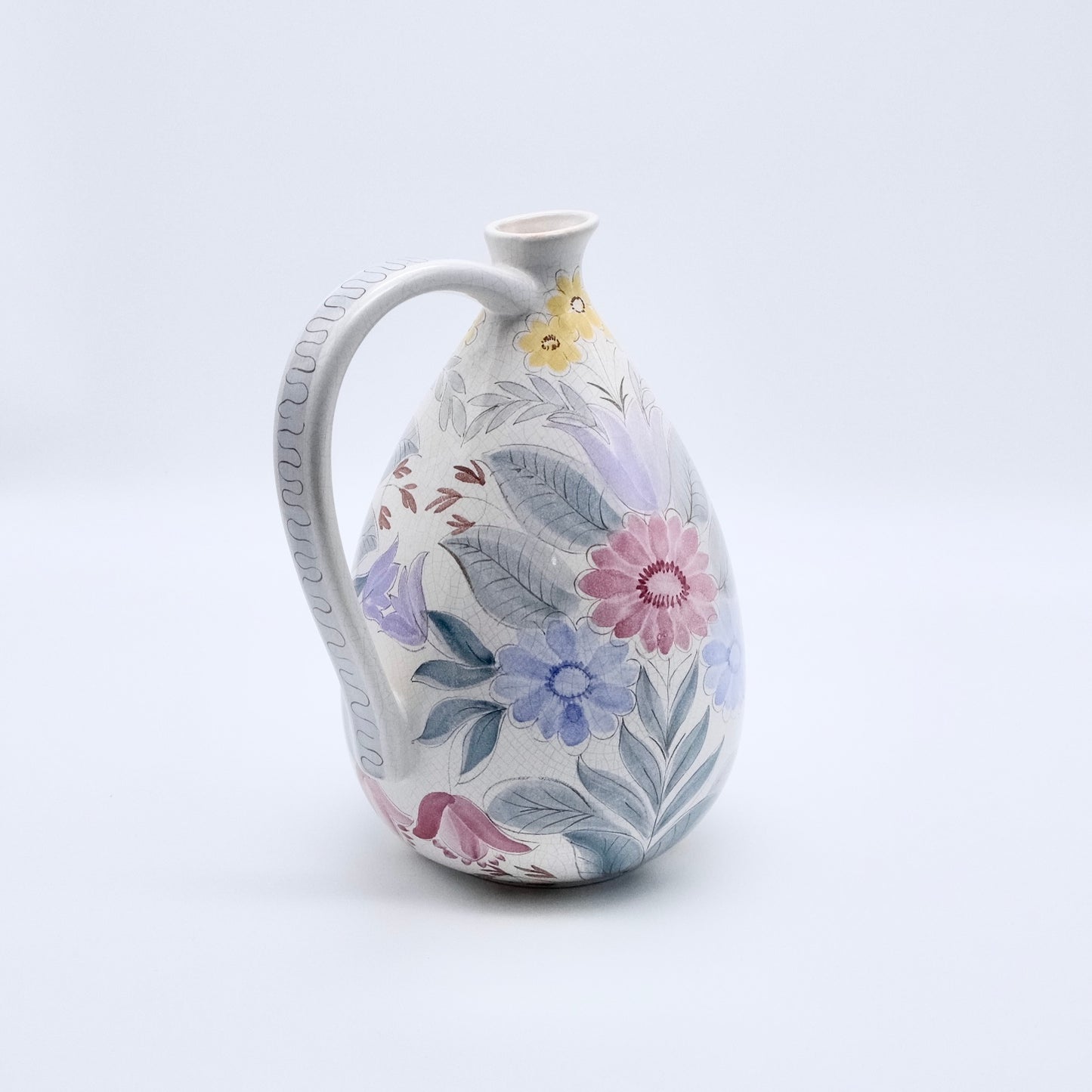 Vintage Arabia Jug/Vase by Hilkka-Liisa Ahola — Hand-Painted Florals, Finland (26 cm)