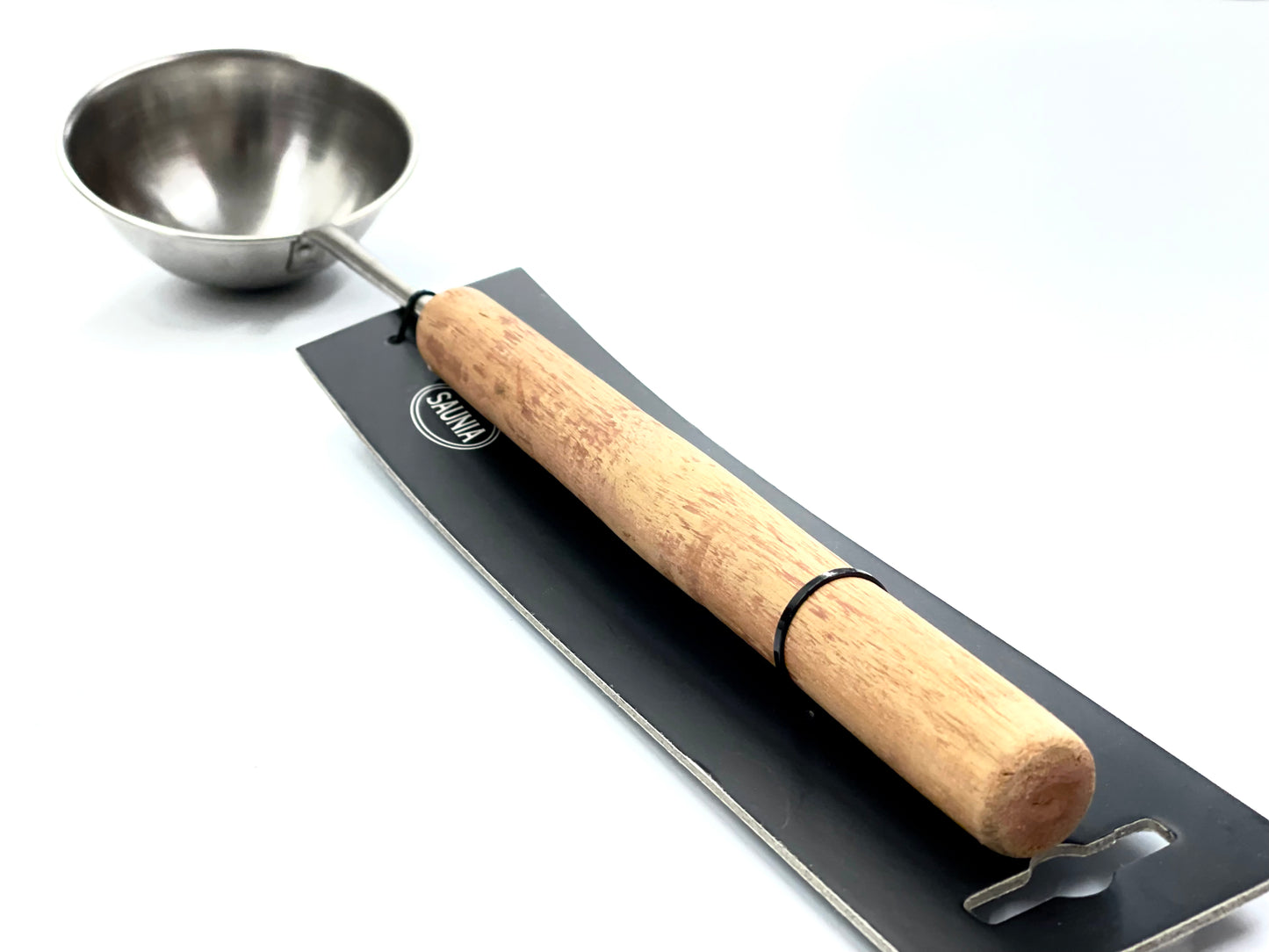 Stainless Steel Sauna Ladle, Teak Colour Handle