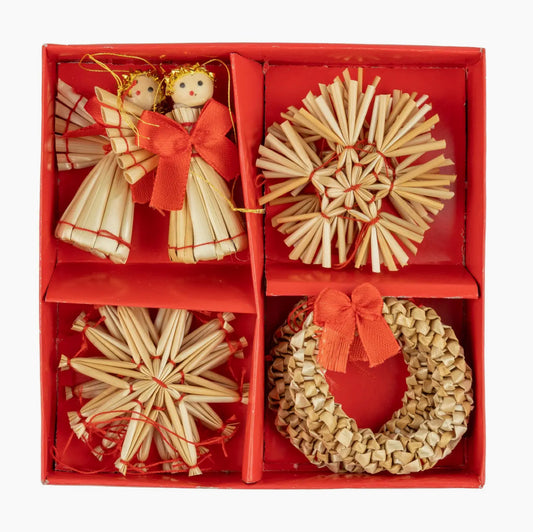 Straw Star/Wreath/Angel - Set of 12