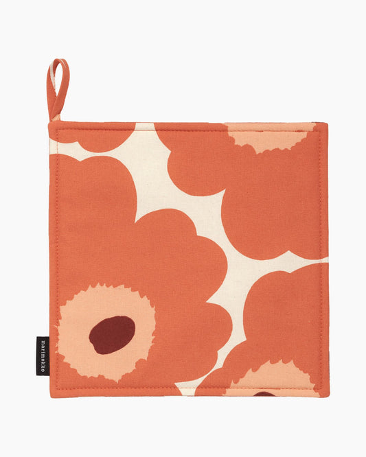 Pieni Unikko linen orange Pot Holder