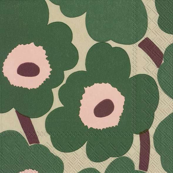 Unikko Green Rose Luncheon Napkins