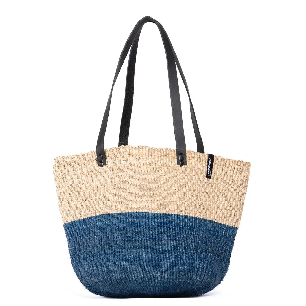 Majani Shopper Basket - Duo Blue/Black Leather M
