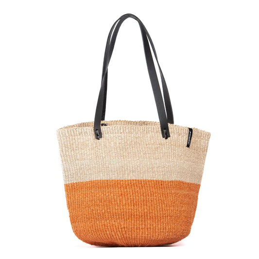 Majani Shopper Basket - Duo Orange/Black Leather M