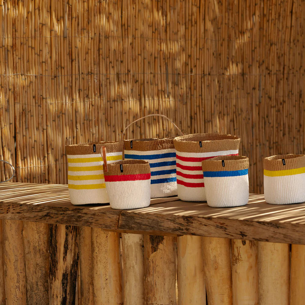 Kiondo Basket - Thin Stripe Blue with Handle S