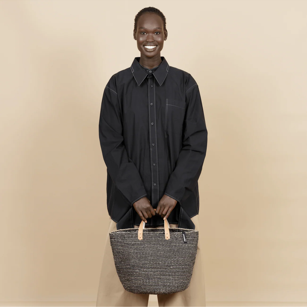 Pamba Market Basket - Grey Sisal M