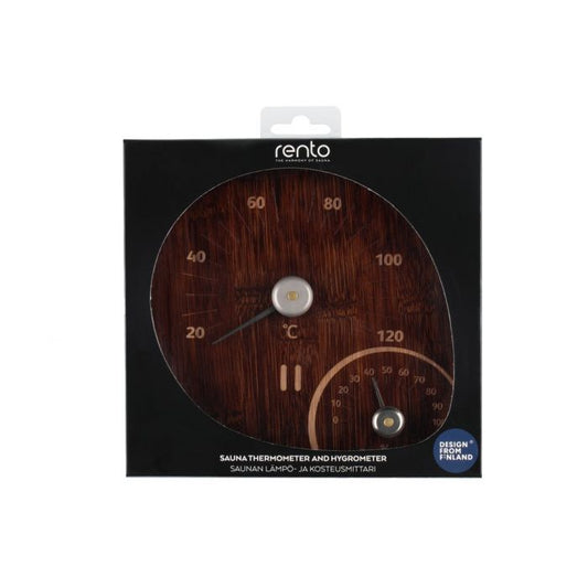 Sauna Thermometer and Hygrometer - Dark Bamboo