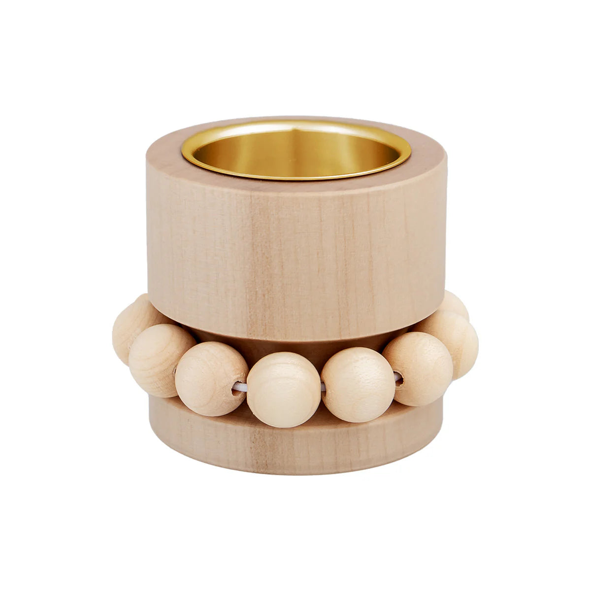 Prinsessa Candleholder - Varnished Wood and Gold