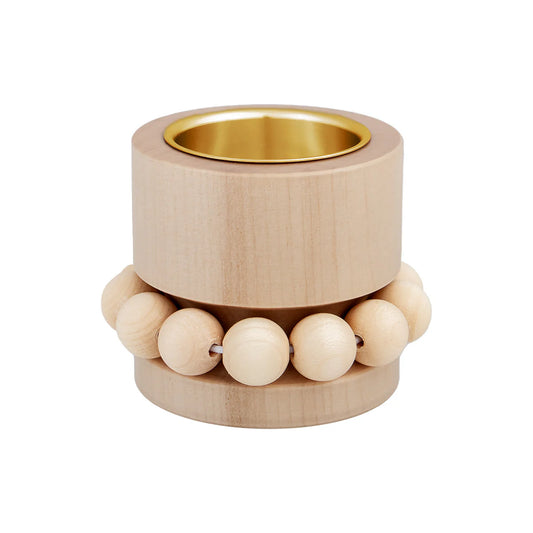 Prinsessa Candleholder - Varnished Wood and Gold