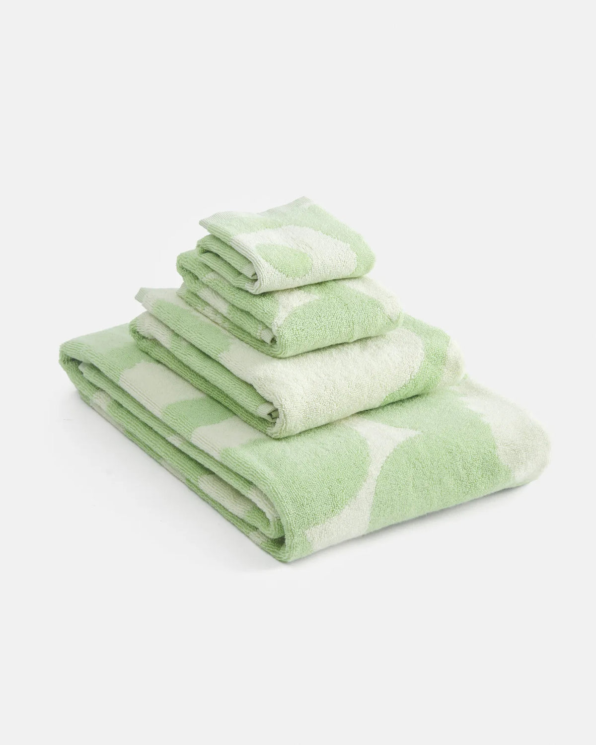 Green and Cream Unikko Guest Towel, 30cm x 50cm