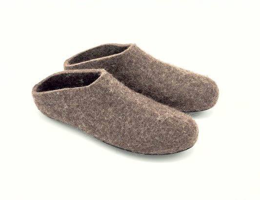 Felt Slipper Clog Style - Brown