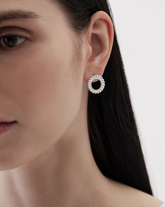 Circle of Light Large Silver Stud Earrings