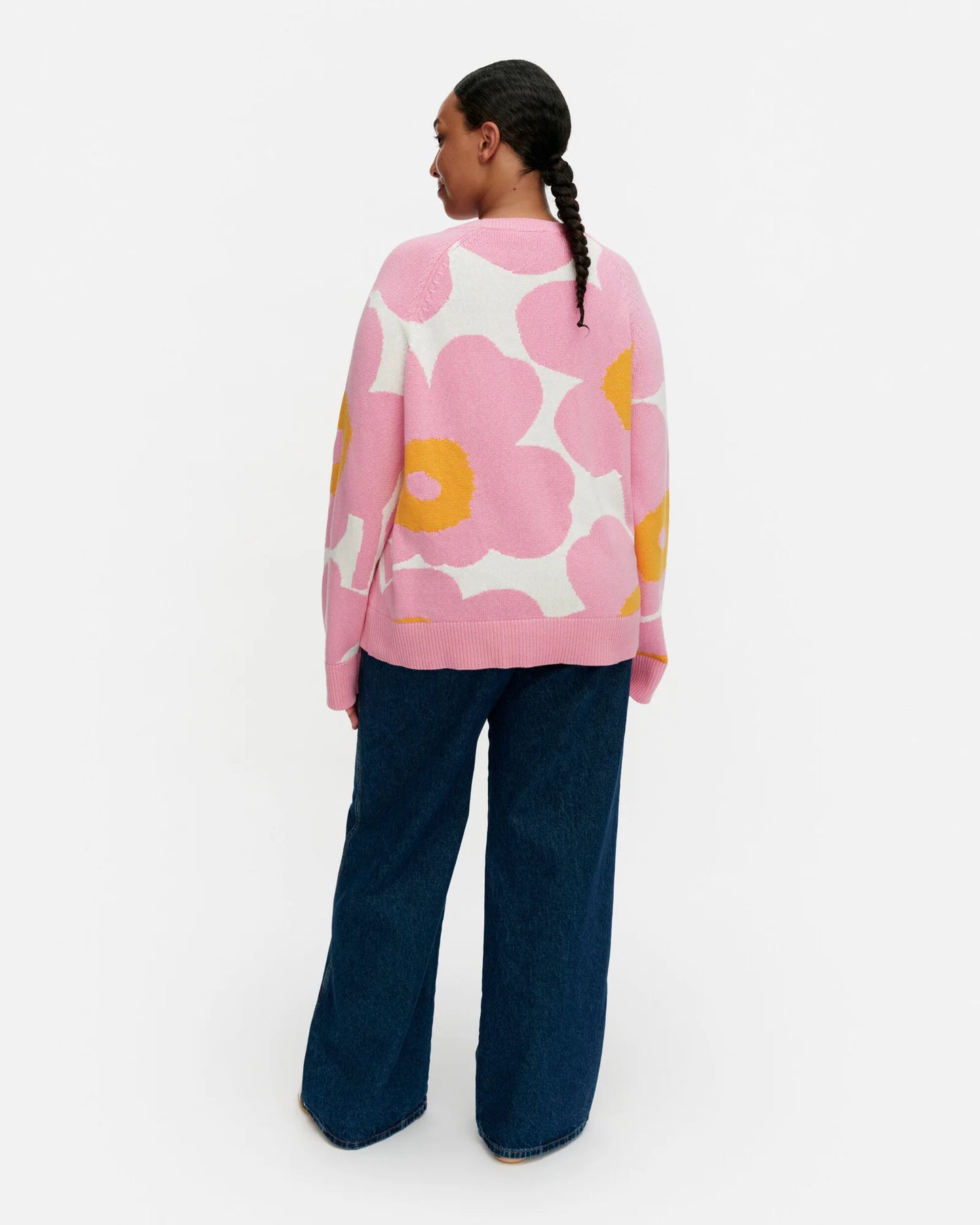 Loitsu Unikko Knitted Pullover. Light Pink, Orange