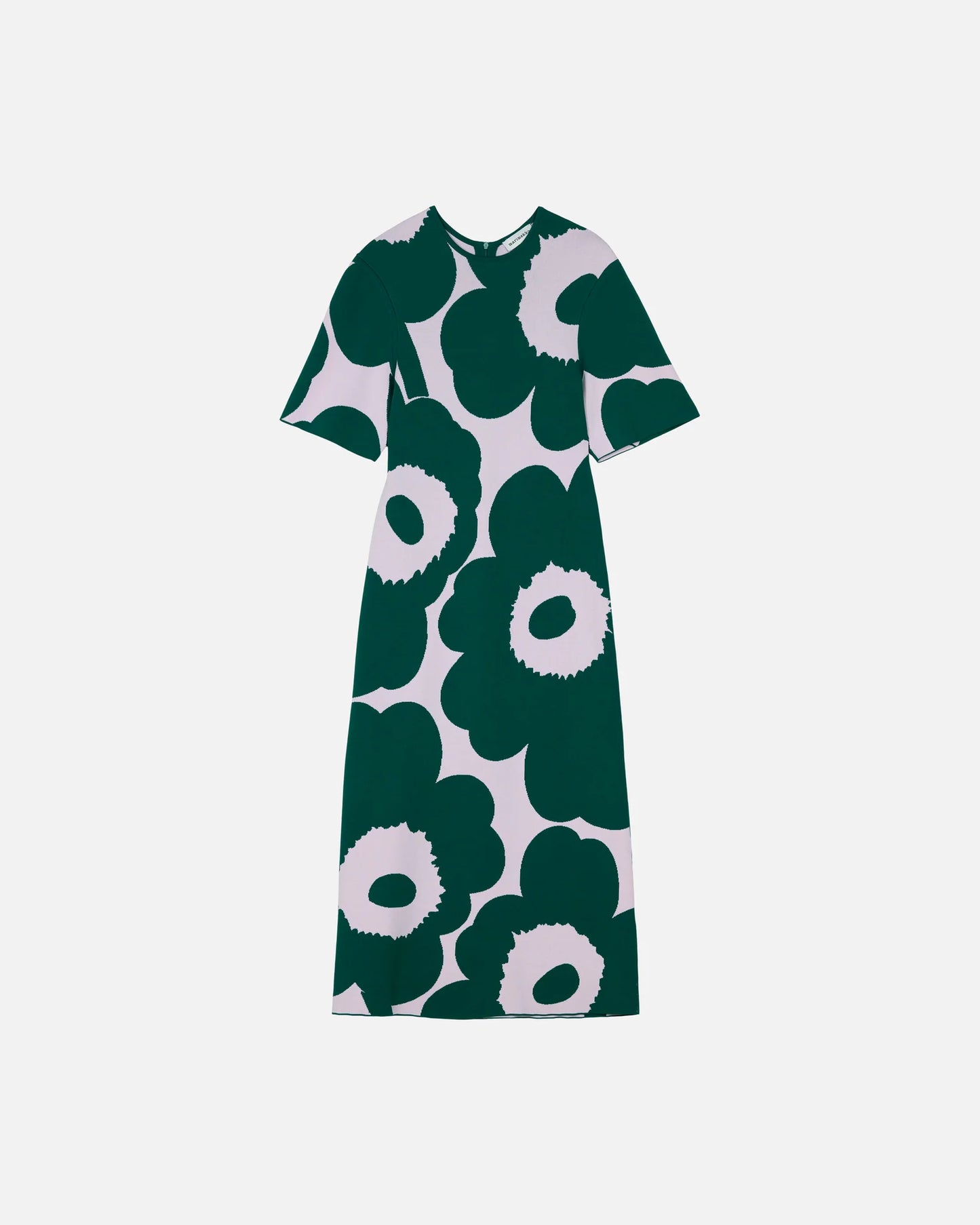 Muunnos Unikko Knitted Dress. Light Pink, Dark Green
