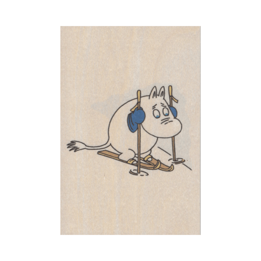Moomintroll on skis - Wooden Postcard