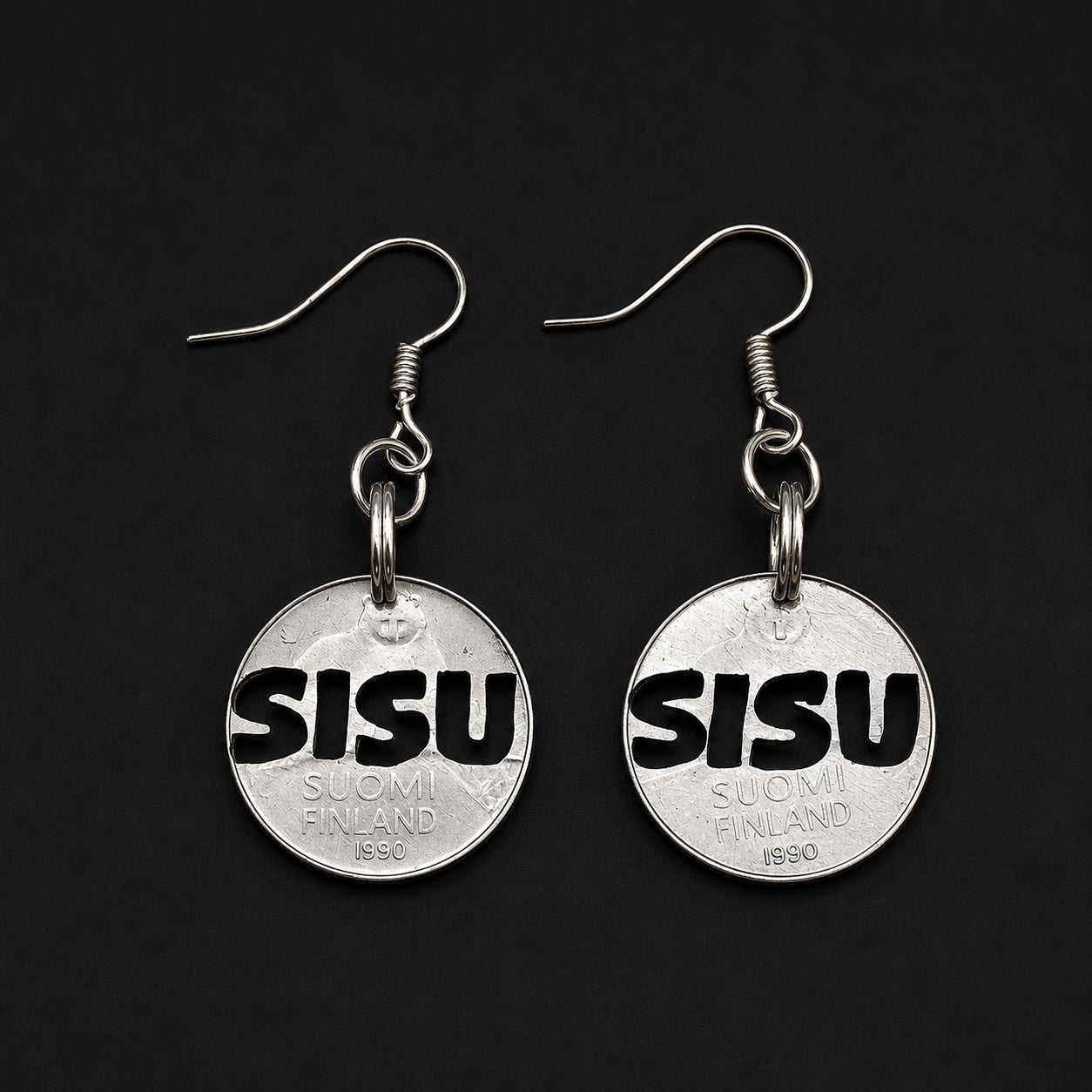Sisu Earrings – Handmade from Authentic Finnish 50 Penni Coins