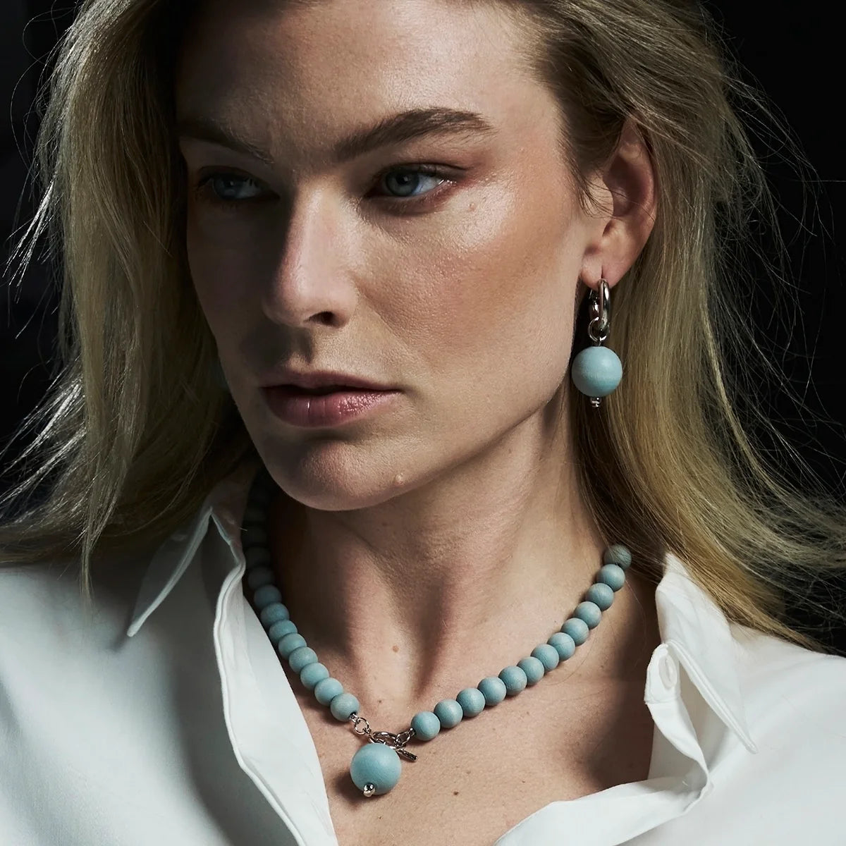 Valma Earrings, Light Blue