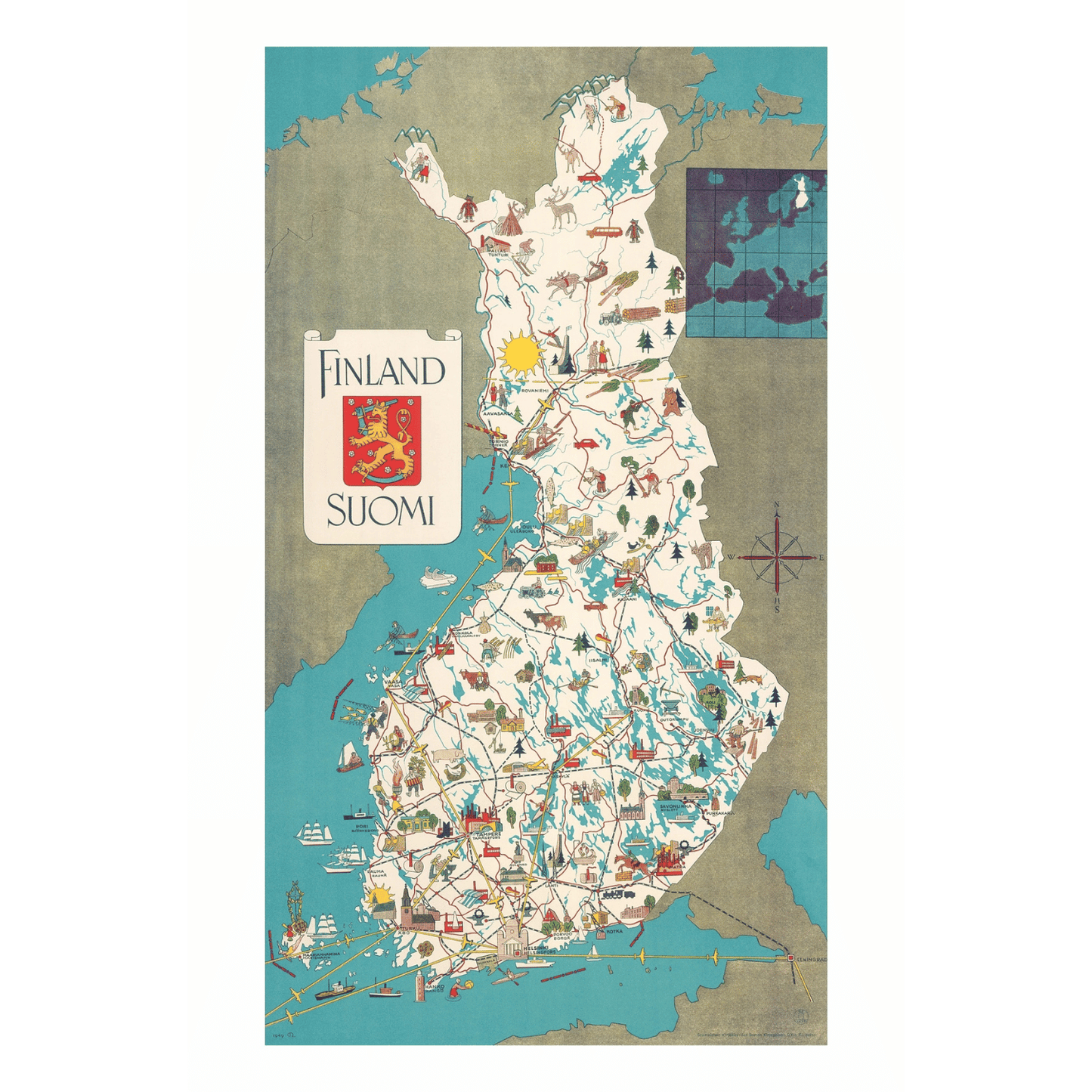 The Map of Finland Postcard