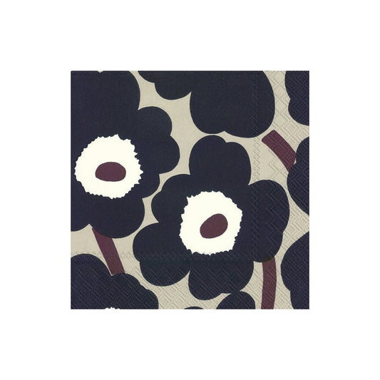 Unikko Blue Linen Luncheon Napkins