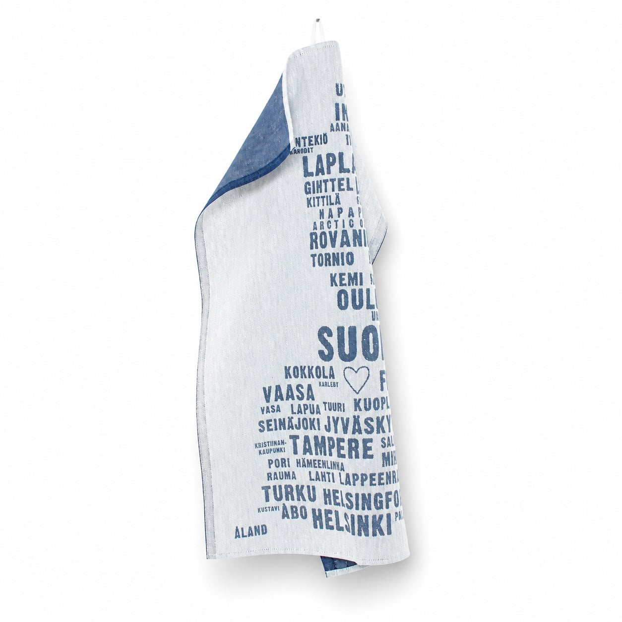 Lapuan Kankurit MY FINLAND Linen Tea Towel – White & Blueberry