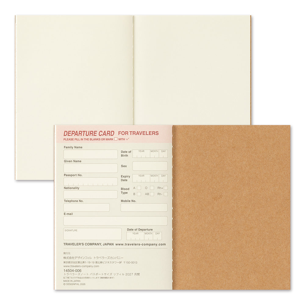 Traveler's notebook Passport Size Refill 2027 Monthly
