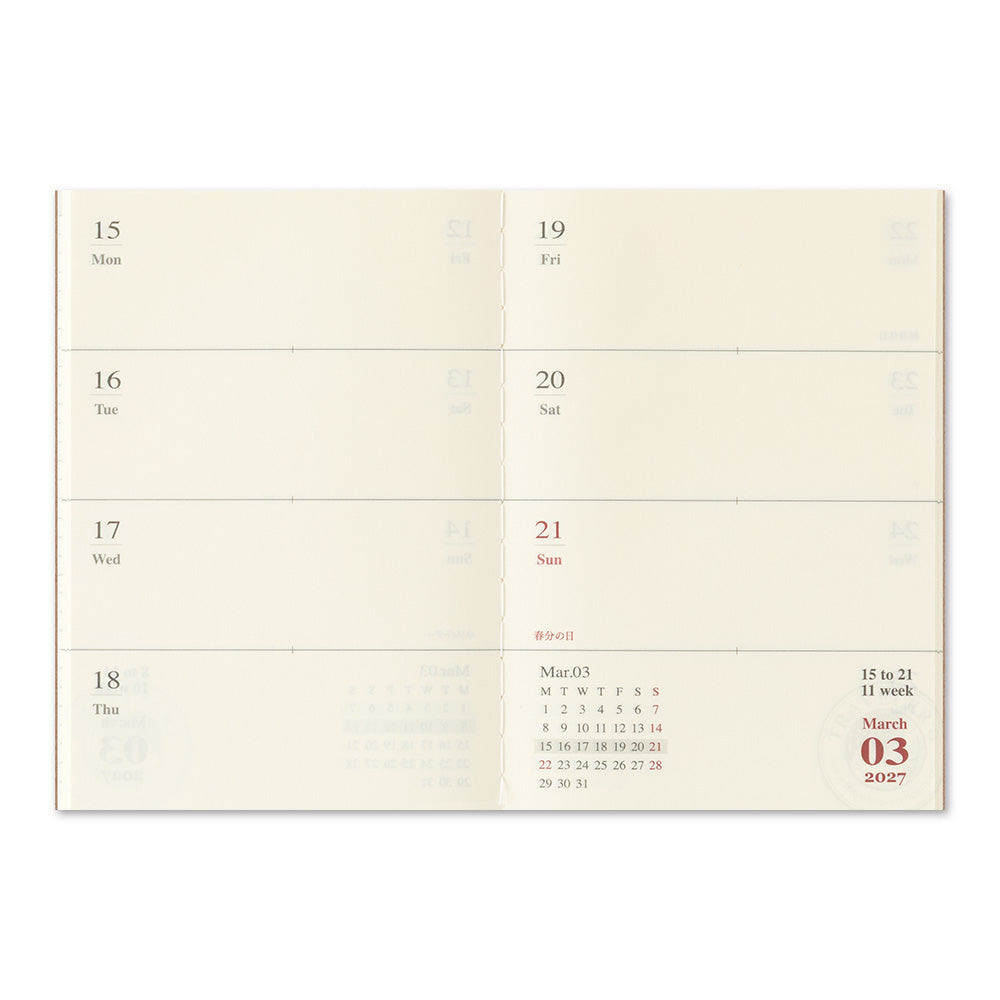 Traveler's notebook Passport size Refill 2027 Weekly + Memo