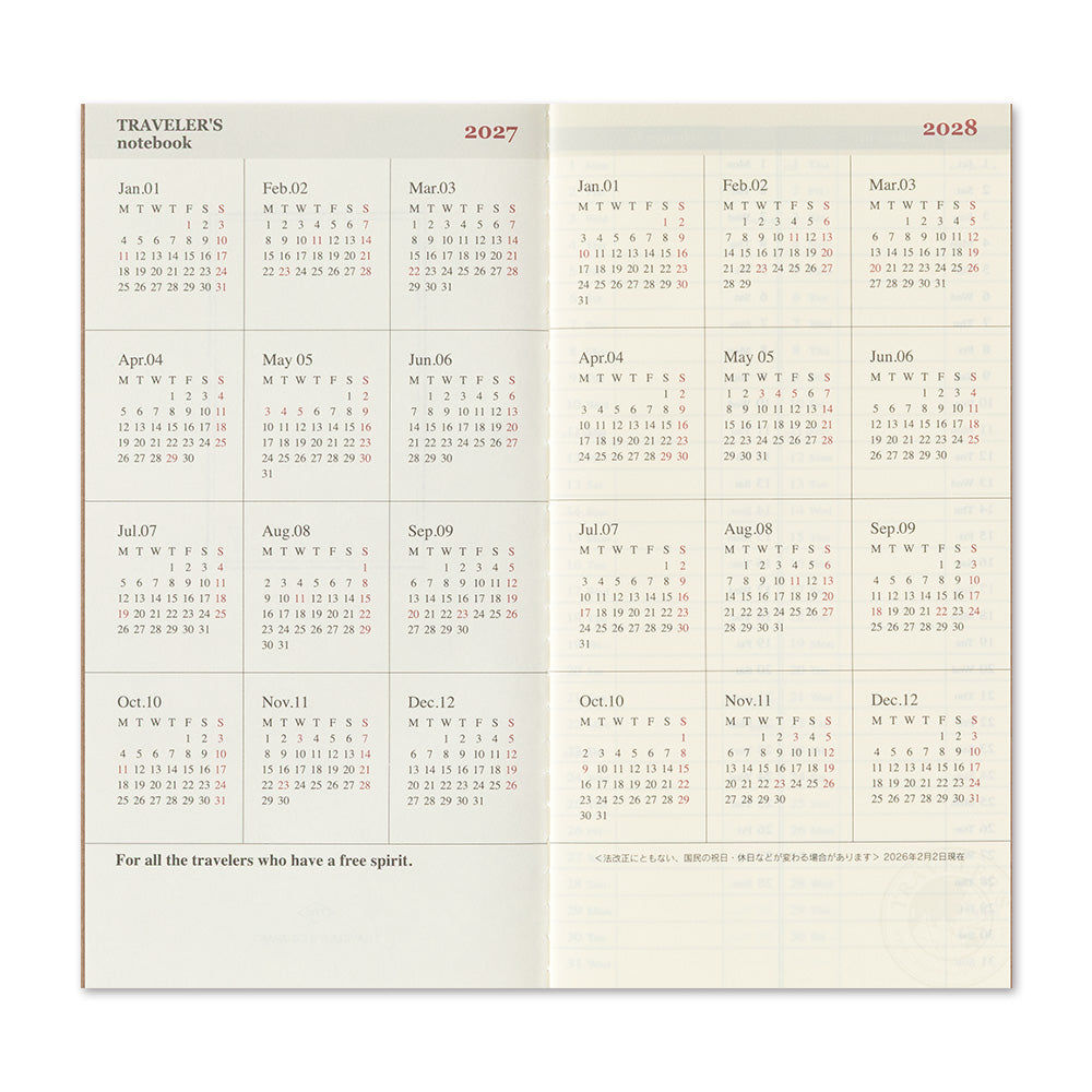 Traveler's notebook Refill 2027 Weekly + Memo