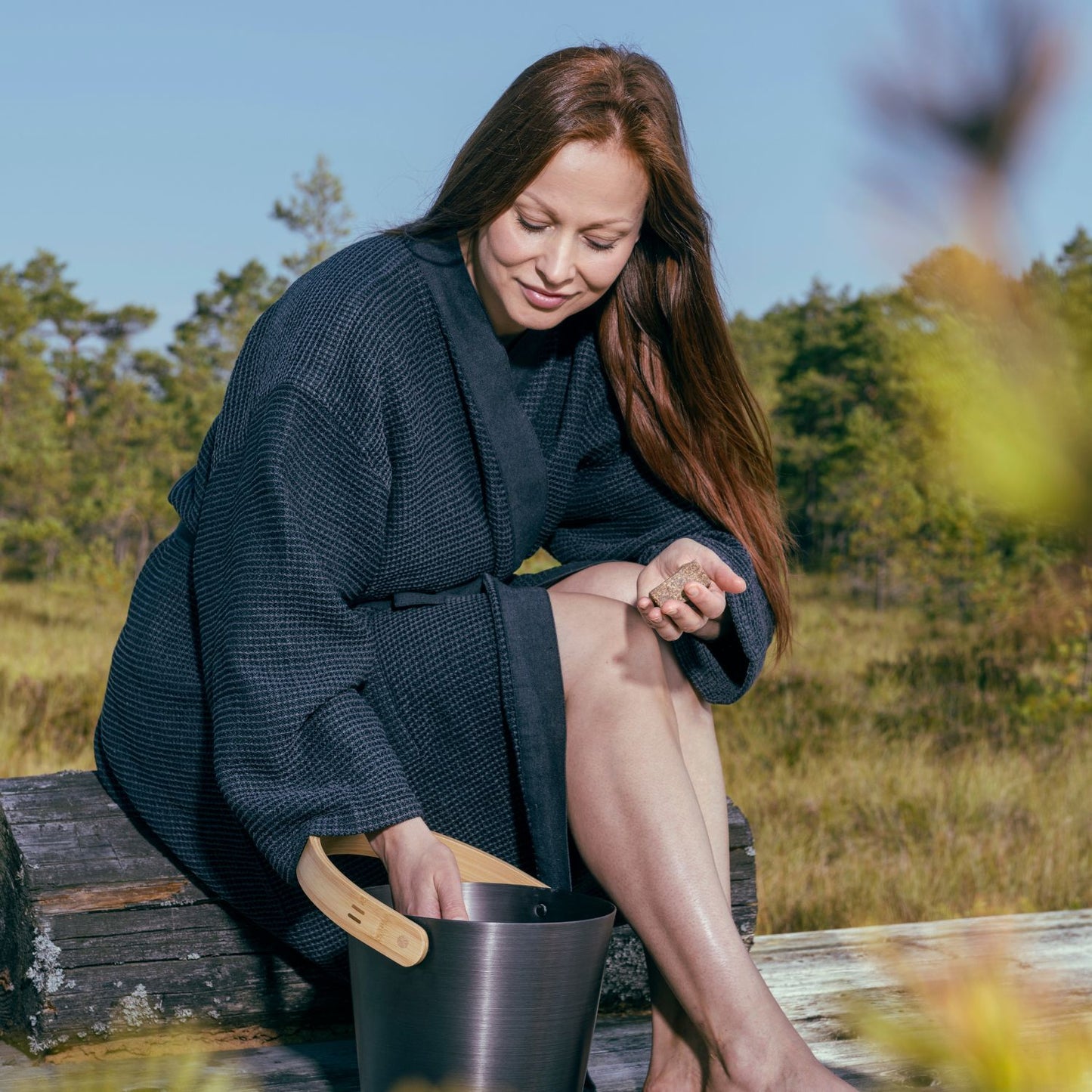 Kenno Bathrobe - Black/Grey