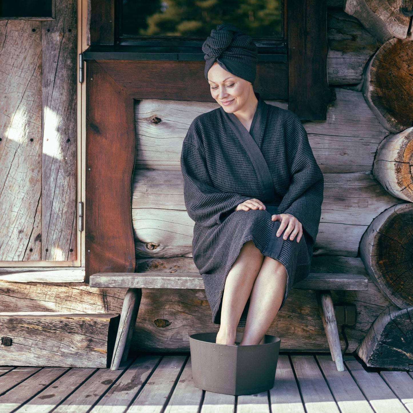 Kenno Bathrobe - Black/Grey