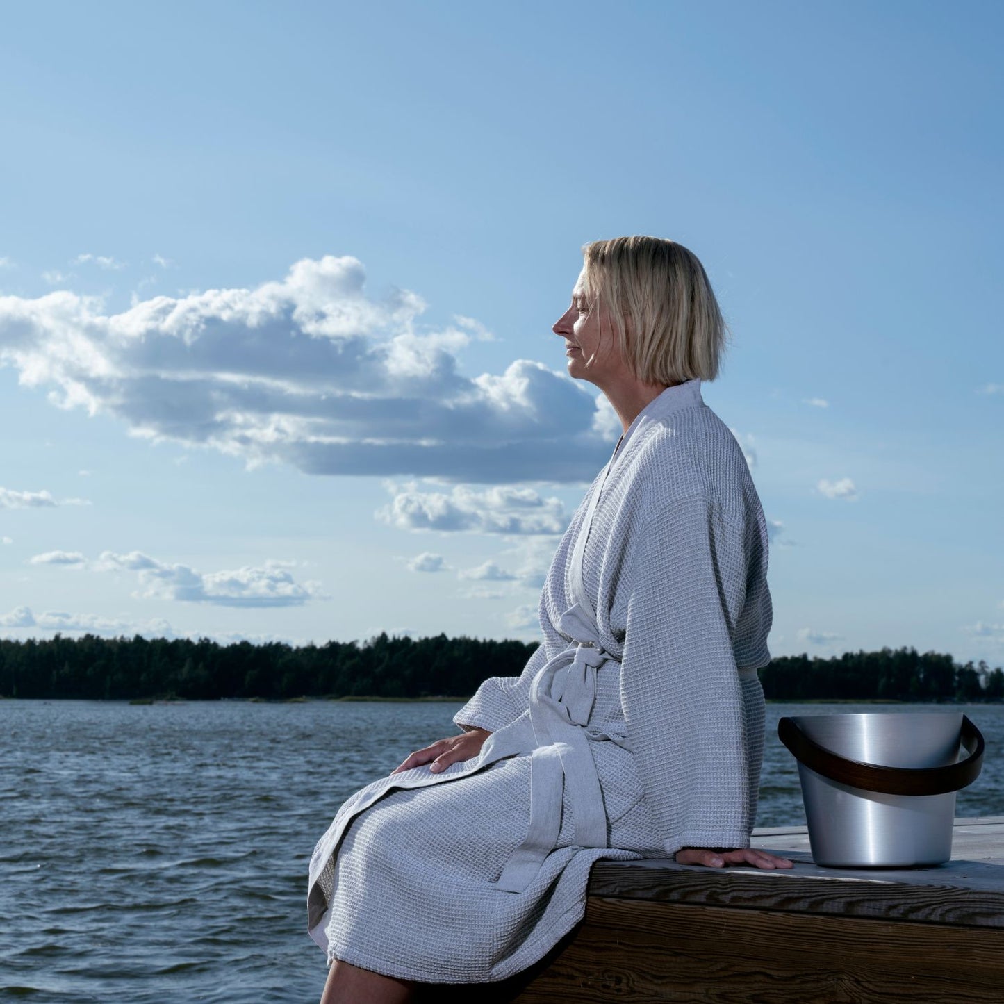 Rento Kenno Bathrobe – Grey/White