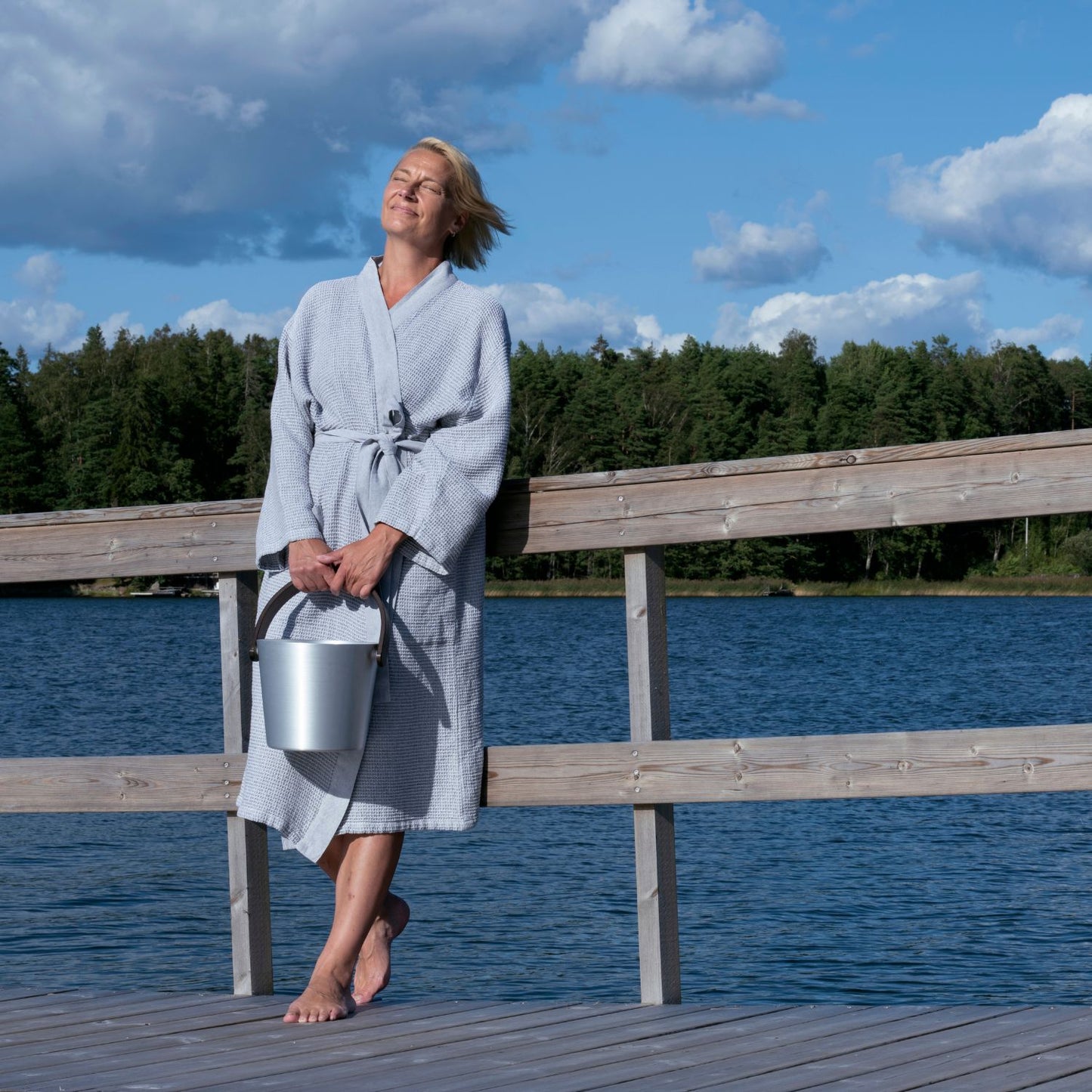 Rento Kenno Bathrobe – Grey/White