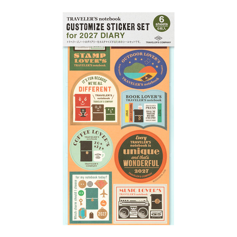 Traveler's notebook Customized Sticker Set for Diary 2027