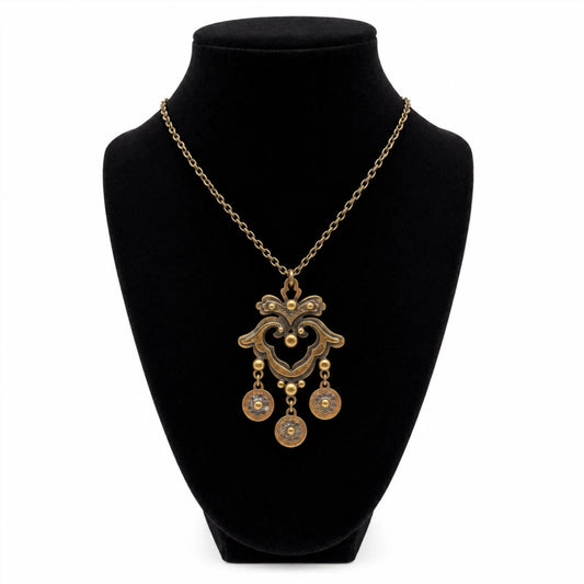 Vintage Seppo Tamminen Bronze Pendant Necklace – Finland, 1970s
