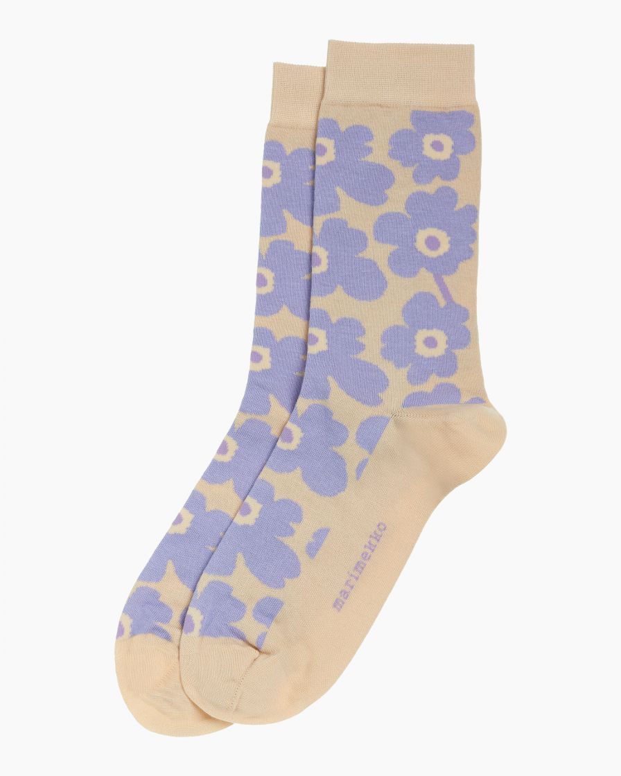 Hieta Unikko Socks- Lavender, Light Beige