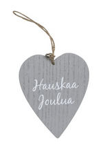 Hauskaa and Hyvaa Joulua Wooden Heart Ornaments