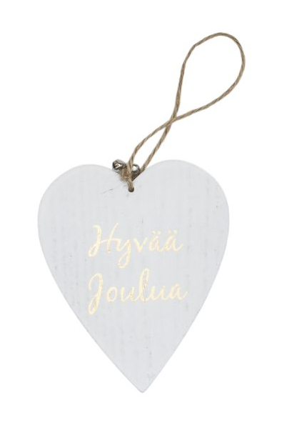 Hauskaa and Hyvaa Joulua Wooden Heart Ornaments
